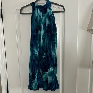 SHEIN Blue Abstract Halter Mini Dress